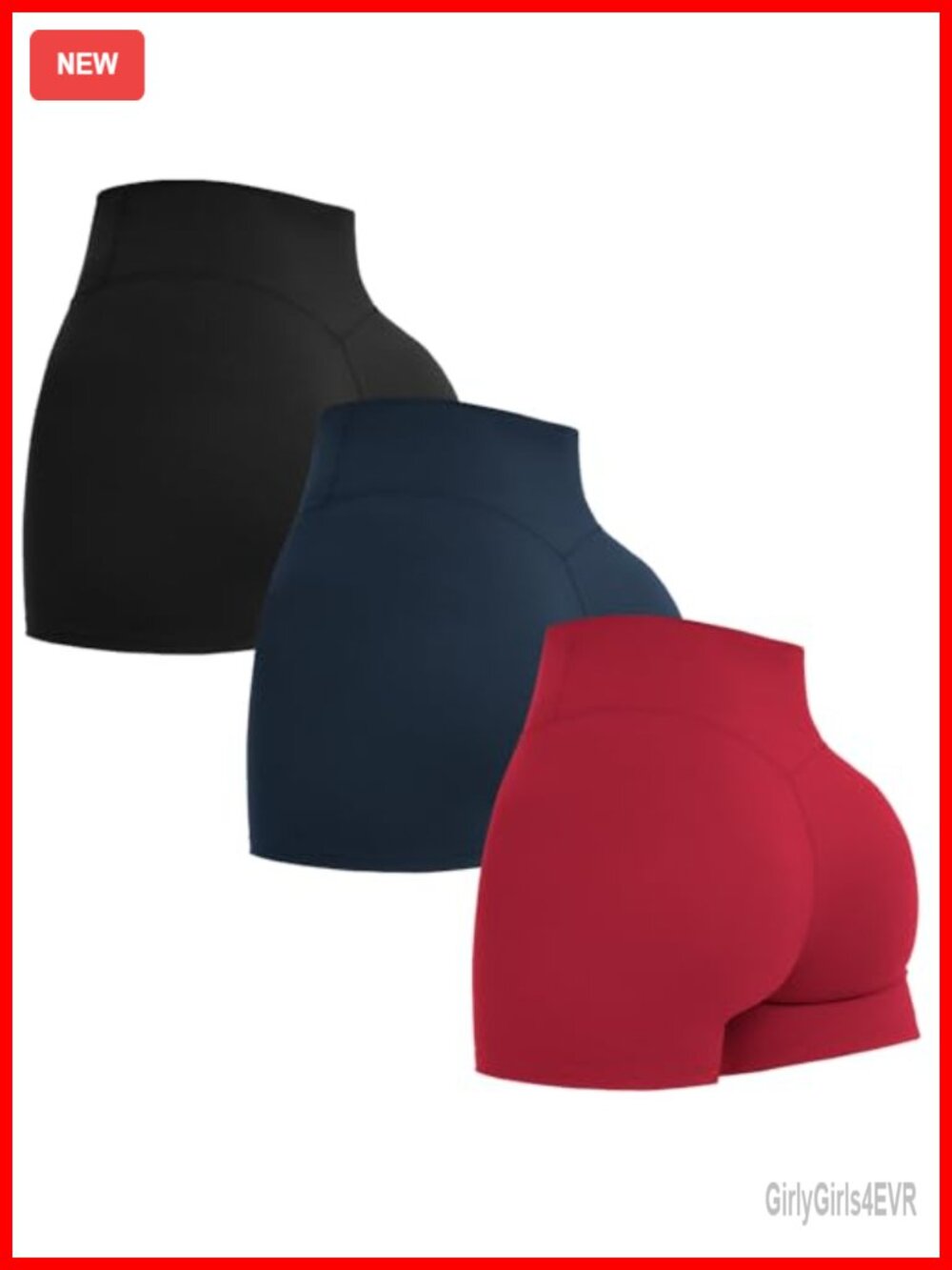 3 Pack Women's High Waist No Front Seam Biker Shorts V-Back Gym Yoga
